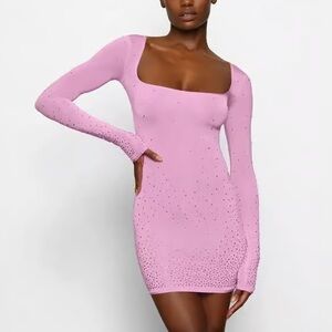 SKIMS Jelly Sheer Rhinestone Dress Petal